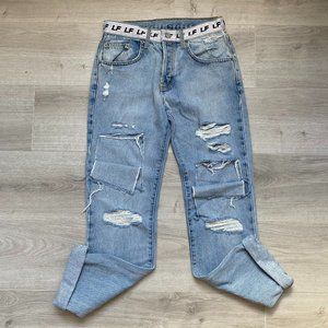 LF THE BRAND - Distressed Logo Jeans NWOT